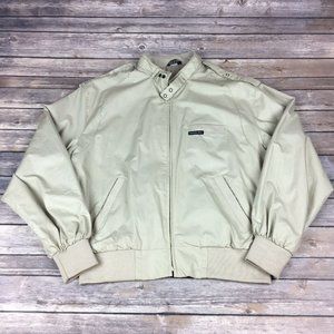 1980s Members Only Cafe Racer Jacket Khaki Mens M